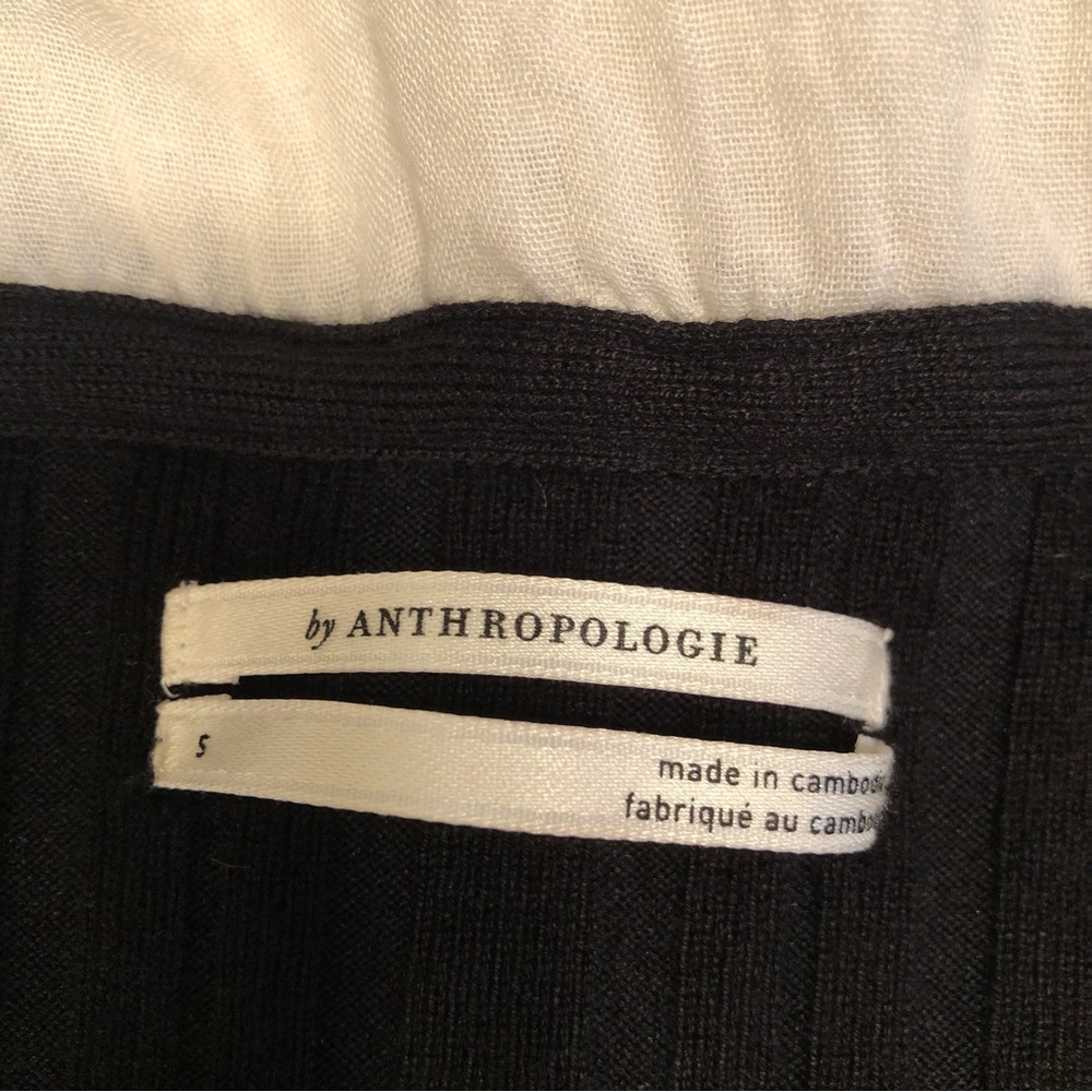 Anthropologie Black Cardigan Button Front with White Ruffle Trim Size S - Picture 6 of 8